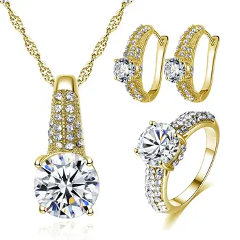 

Beiver Gold/ Silver Color Jewelry Sets for Women Clear AAA Cubic Zirconia Bijoux Femme Ensemble Christmas Gifts