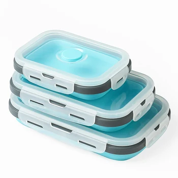 

3PCS/SET Portable folding lunch box outdoor travel cutlery set household silicone storage box microwave lunch box ZP01241009