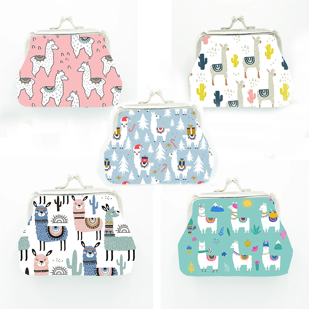 

Coin Purse Alpaca Printed Female mini money Bag Women's Purse cute PU Hasp Small Pouch Kawaii wallet Change purse for 2020 new