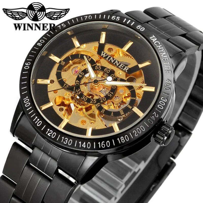 Часы WINNER WRG8031M4B1 автоматические Модные наручные часы Серебристые с ремешком из