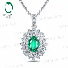 Caimao натуральный 0,82 карат изумруд 18KT/750 Белое золото 0,26 ct Бриллиант круглой огранки ювелирные изделия драгоценный камень-подвеска