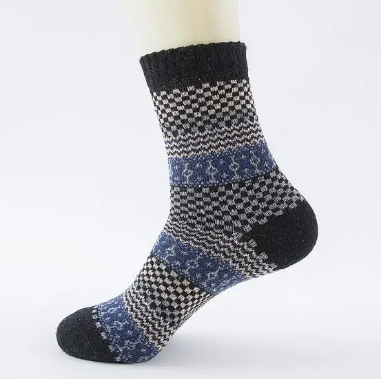 1 пара/лот, новинка, зимние мужские шерстяные плотные теплые носки, полосатые клетчатые повседневные удобные высококачественные модные деловые носки - Цвет: 10