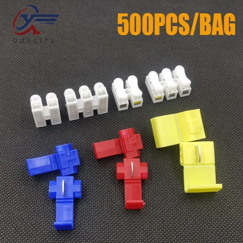 

500Pcs Lock Wire Electrical Cable Connector Red Insulated Quick Splice Terminals Crimp For Car Electrical Crimp Cable Snap CH2/3