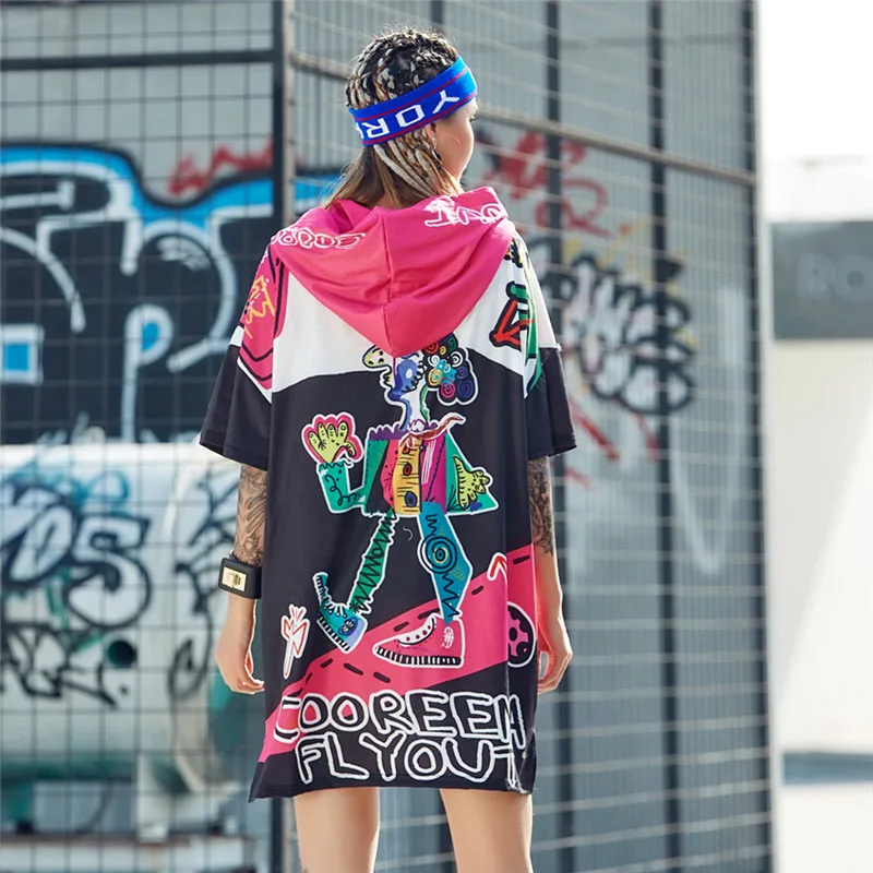 Длинные футболки JUST.BE.NEVER harajuku графические с граффити Розовая пантера хиппи время