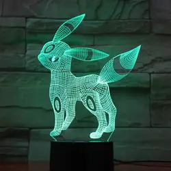 Chaohui прекрасный Umbreon Pokemon Go игры 3D ночник USB RGB лампа Led светильник Настольный Kawaii детская игрушка Рождественский подарок