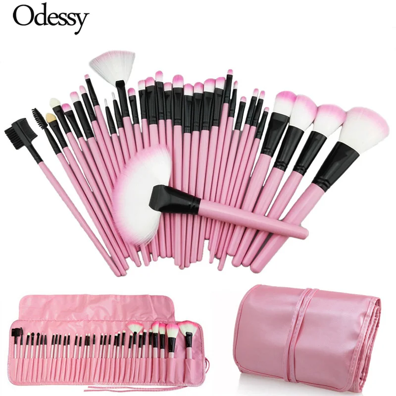 

Big 32PCS Makeup Brushes Sets Complete Pro Pink Cosmetic Make-Up Powder Foundation Eyebrow Eyeliner Blushes Tools with PU Case
