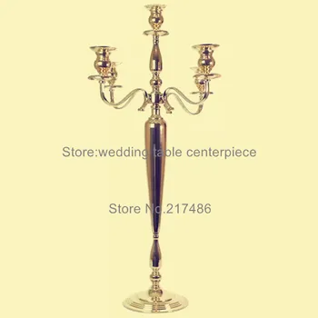 

elegant tall gold wedding Candelabra, Candle Holder, Five Arms Metal Candelabra for decoration
