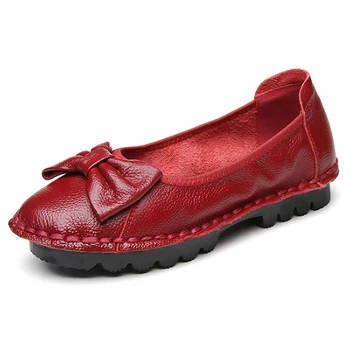 

Spring Soft Geniune Leather Flats Nice Casual Slip On Flats Loafers Moccasins Ballet Dance Women Shoes Plus Size 25-61 P1e18