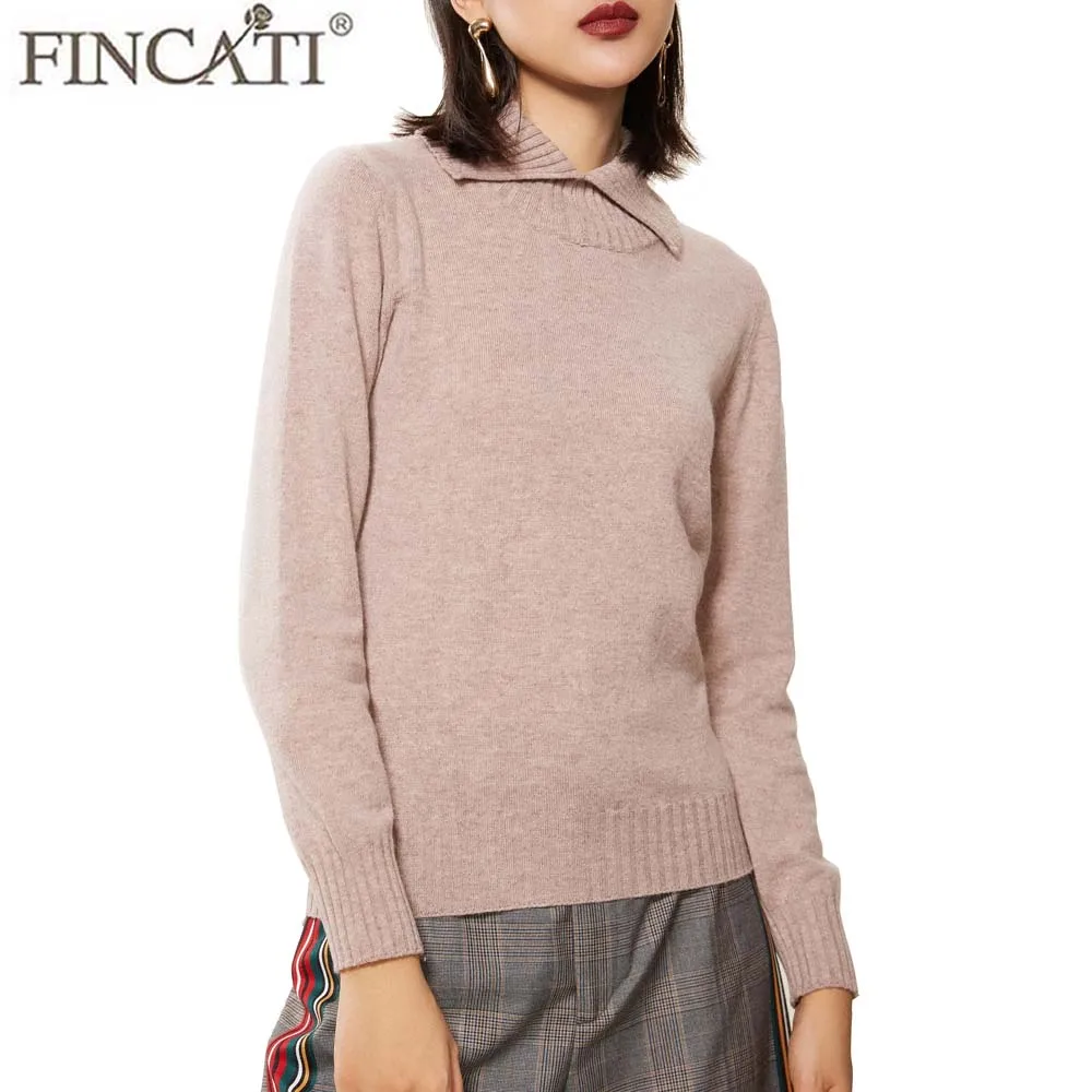 Women's Jersey Pure Cashmere Bottom Shirt Turn-down Collar Warm Cozy Soft Autumn Winter Casual Pullover Tops Pulls Sweater | Женская