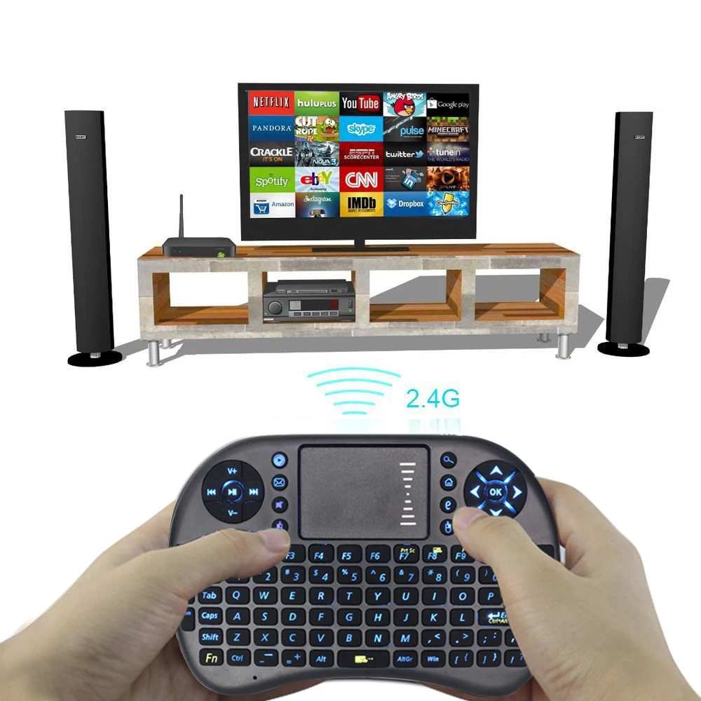 SUNGI I8 AZERTY Беспроводная мини клавиатура сенсорная панель с голубой подсветкой