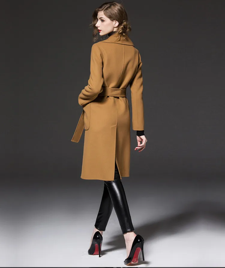 Winter Woolen Long Trench Coat Women 008