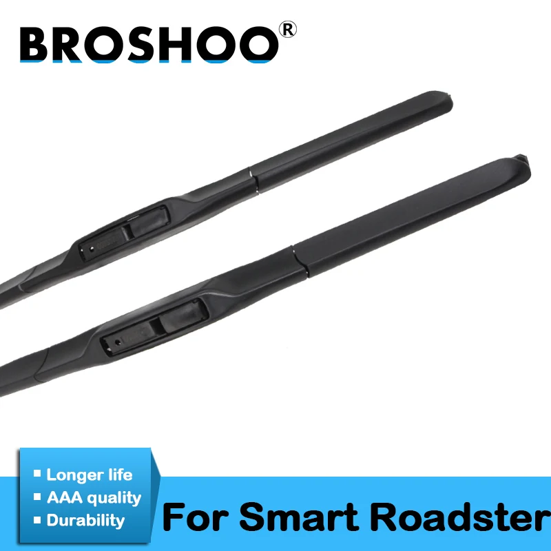 

BROSHOO Car Clean The Windshield Wiper Blades Natural Rubber For Smart Roadster ,2003 2004 2005 2006 2007 Fit Standard Hook Arm