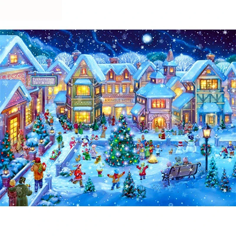Diamond Painting Full Square Castle Diamond Embroidery Winter Landscape Picture Of Rhinestone Snow Christmas Decoration