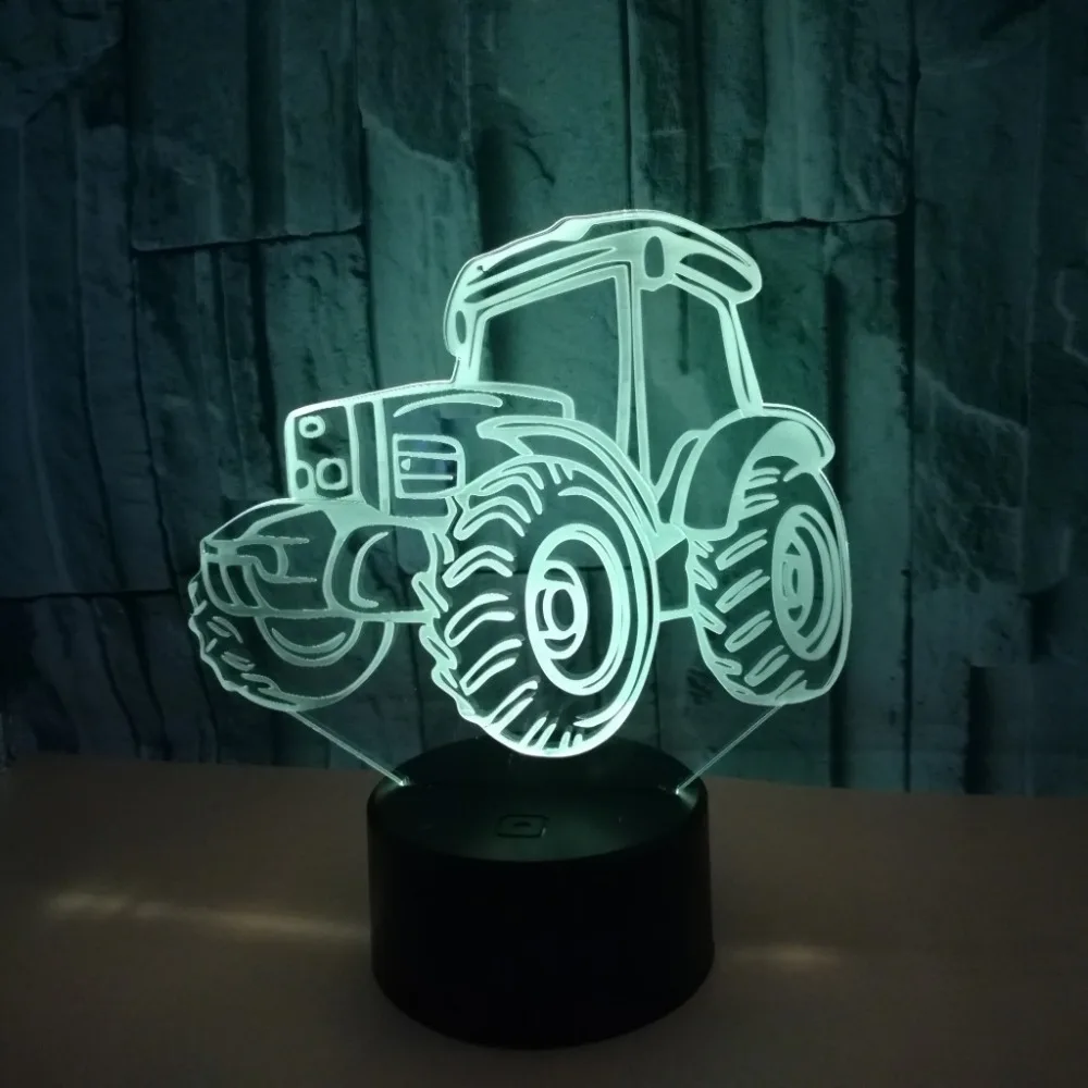 

[DBF]3D Motor Car Automobile Tractor Night Light 7 Colors Changing Bedside Lamp with Smart Touch/Remote Control Birthday Gift