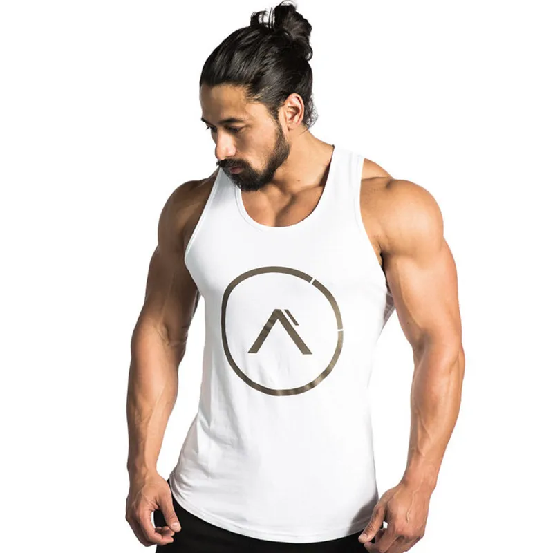 

Men Running Vests Sport Tank Tops Gym Fitness Bodybuilding Cotton Sleeveless Shirt Crossfit Clothing Training Workout Undershirt