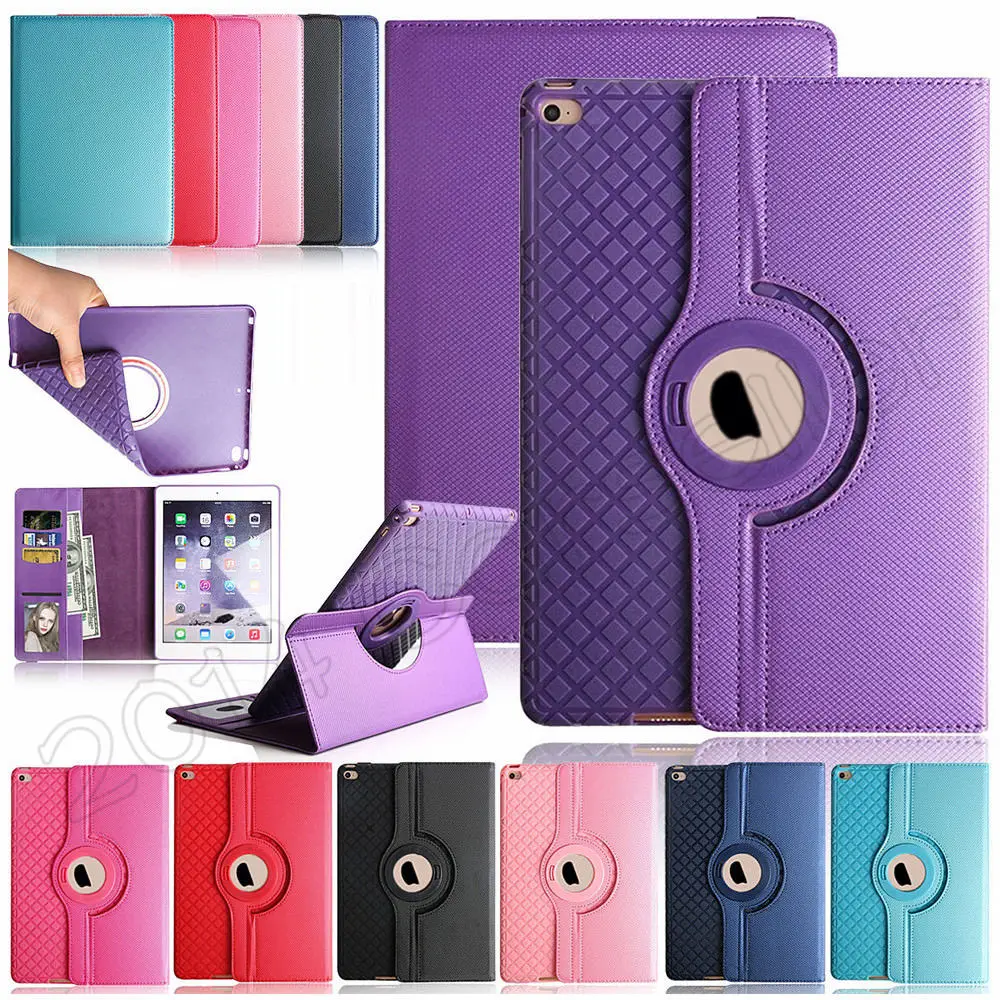 

For iPad mini4 Case 360 Degrees Rotating Flip Cover Case with Credit Card/ID Card Holder Flexible TPU Interior Cover