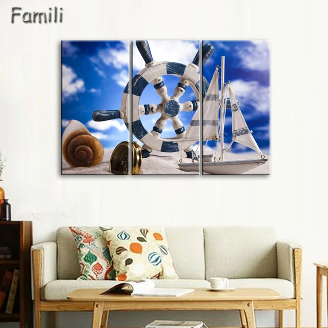 Pinturas en lienzo de velero para pared de sala de estar, Cuadros  decorativos modernos, Cuadros baratos, 3 unids/set por juego - AliExpress