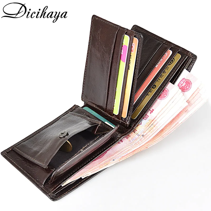 

DICIHAYA Men Genuine Leather Wallets with Coin Bag Short Designer Rfid Wallet Bifold Purse Man More Card Holder Walet for Men