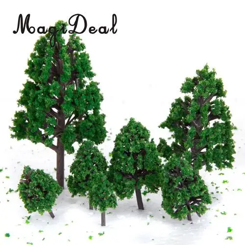 MagiDeal 12Pcs/Lot 1/50 Scale Green Train Set Scenery Landscape Model Tree for Railway Railroad Street Park Garden Scene Layout