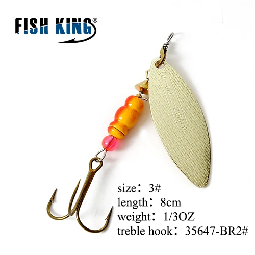 Fishing King 4 цвета 0#-5# spinner ложка приманки с металлической жесткой приманкой с тройным крючком рыболовные снасти Pesca - Цвет: Красный