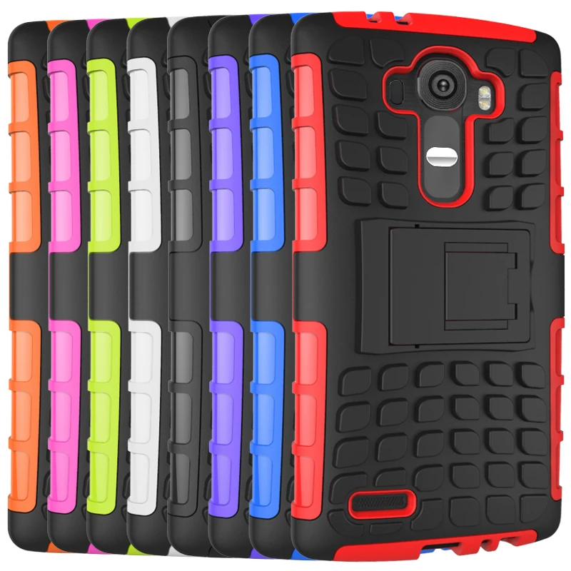 Silicon + Plastic 2 in 1 Dual Layer Shockproof Stand Phone Protection Case Cover For LG G4 |
