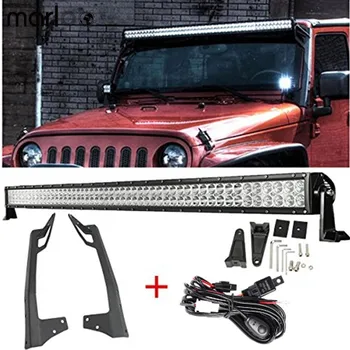 

Marloo 52 Inch 300W Led Work Light Bar + Upper Windshield Mounting Bracket + Offroad Led Bar Wiring Set For 07-18 Jeep Wrangler