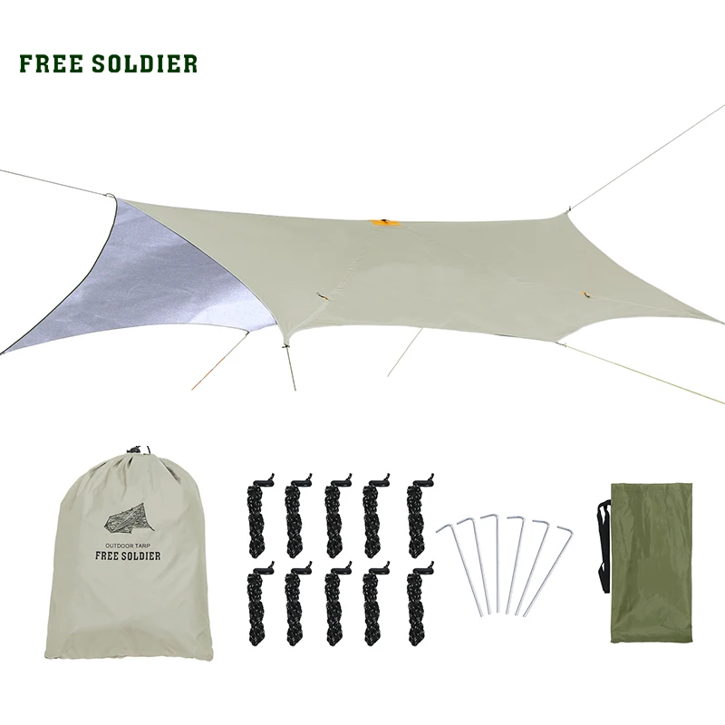 

FREE SOLDIER outdoor sports camping hiking tactical awning shelter sunshade for travelling rain fly PU waterproof mat