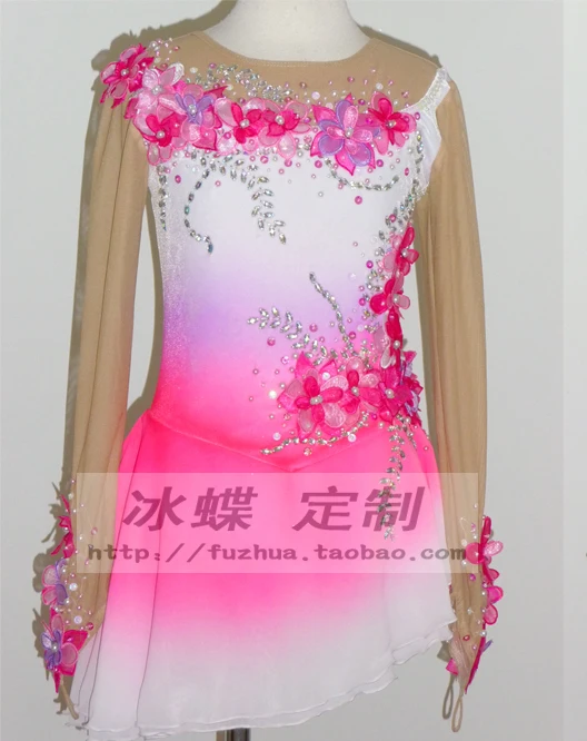 pink figure skating dress hot sale ice skating dress competition high