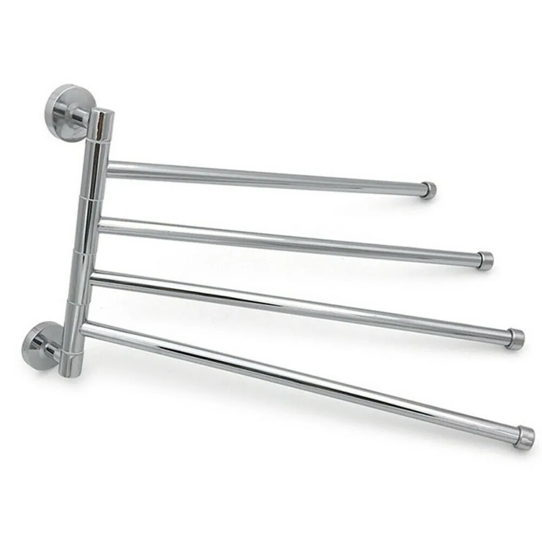 New Stainless Steel Swing Arm Towel Holder 2/3/4 Arm Wall Mounted Swivel Towel Holder Durable Fashion Bathroom Storage Hardware
