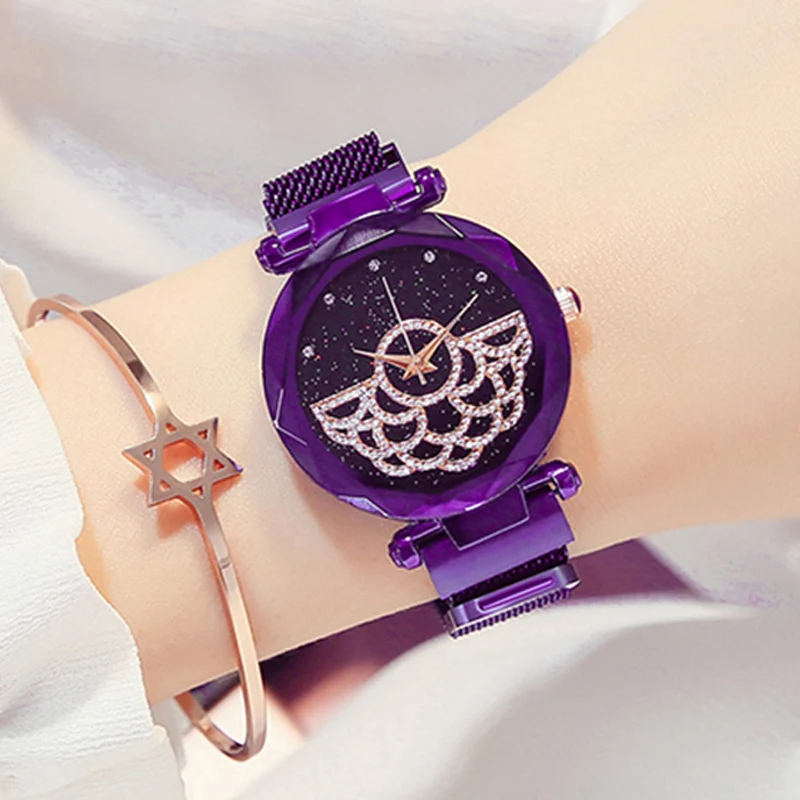 

Luxury 2019 Women Dress Watches Starry Sky Magnetic Diamond Wrist Watch For Women Waterproof Quartz Clock Gift relogio feminino