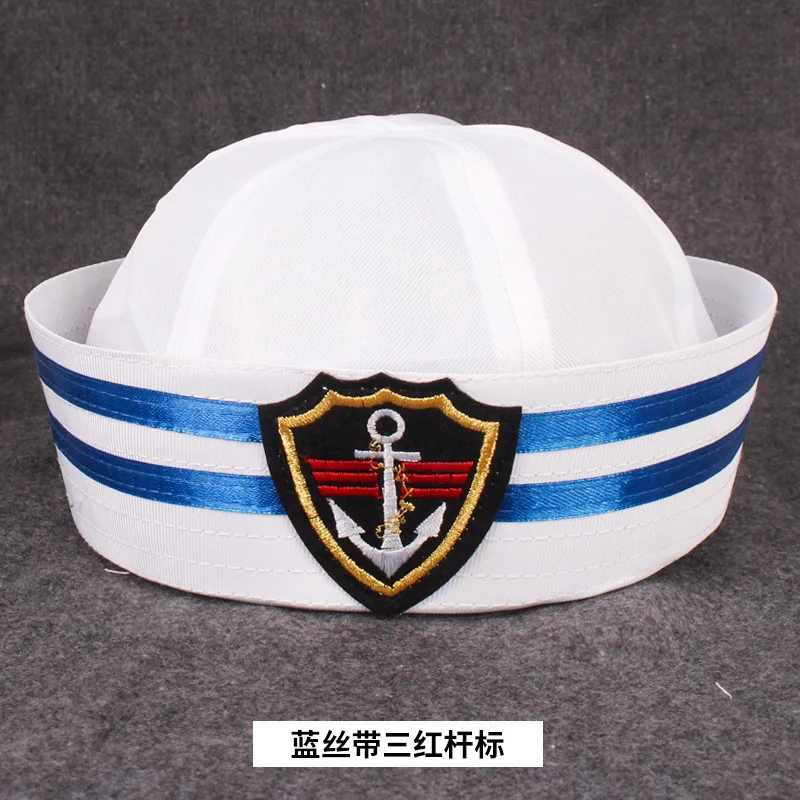 

Vintage White Captain Sailor Hats Military Caps Navy Army Hat with Anchor Cosplay Dress Accessories Adult Child Military Hats