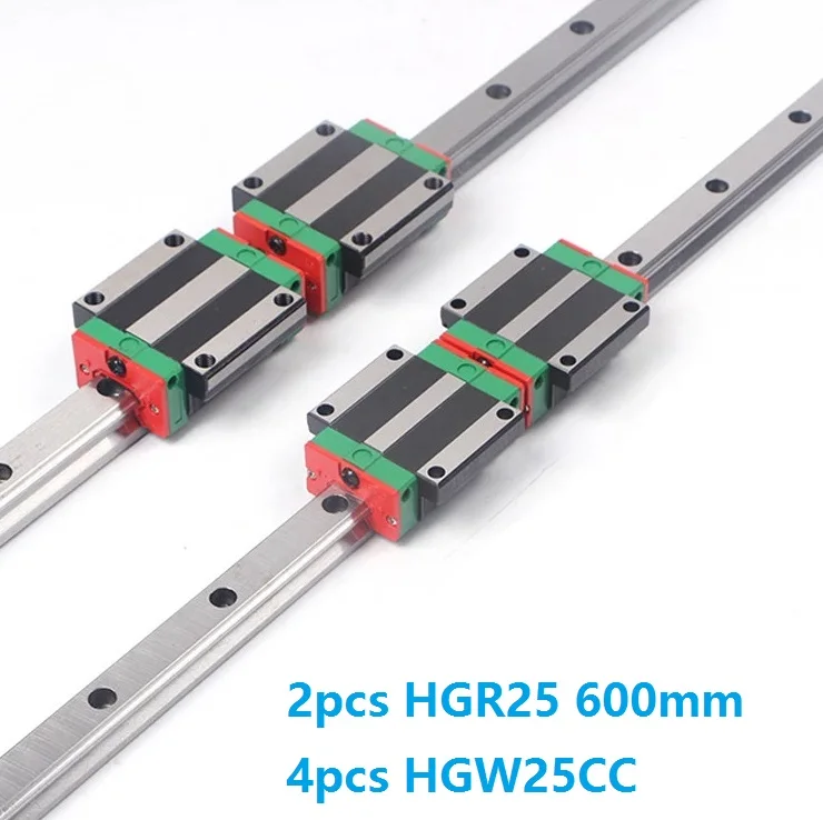 2 sets HGR25-600mm Hiwin Liner rail /& 4 pcs HGW25CC Block Bearing