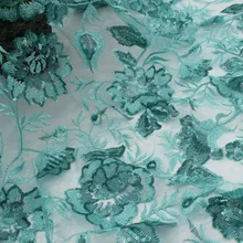 Высококачественная мятно-зеленая сетчатая расшитая блестками ткань для летнего платья tissus au metre telas shabby chic tecido vestido