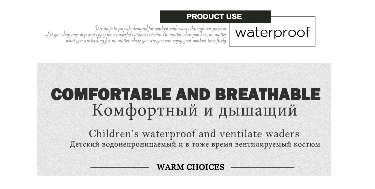 NEYGU/Детские Водонепроницаемые болотные штаны с зимними ботинками, дышащие детские болотные штаны для рыбалки и водных игр, От 3 до 10 лет