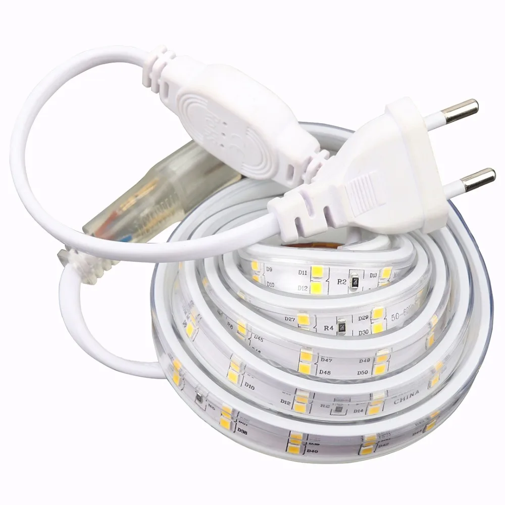 buy Double rows SMD 2835 AC 220V LED Strip 120 leds m silicone tube IP67 Waterproof flexible LED light strip ribbon rope light IL