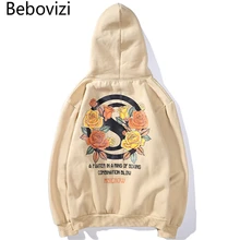Bebovisi брендовая мужская толстовка с капюшоном в стиле хип-хоп Уличная толстовка с принтом розы пуловер Harajuku Толстовка наивысшего качества