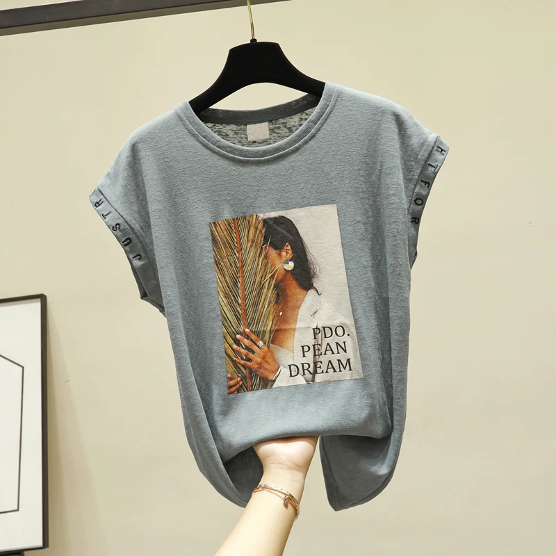 

Avocado Green Short-sleeved T-shirt Women's Character 2019 New Ladies T Shirts Summer Korean Loose Tees Harajuku Vintage