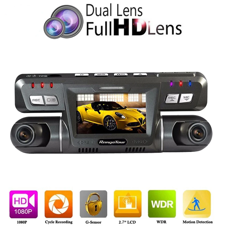 

B80 Dual Lens Auto Car DVR Video Camera Recorder NTK96655 Dashcam Full HD 1080P 170 Degree + 120 Degree Dash Cam