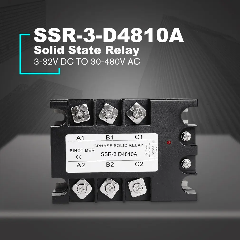 Твердотельное реле DC-AC SSR-3D4810A 25A 40A 60A 80A 100A 3-32VDC до 30-480VAC ток нагрузки три фазы для контроля температуры