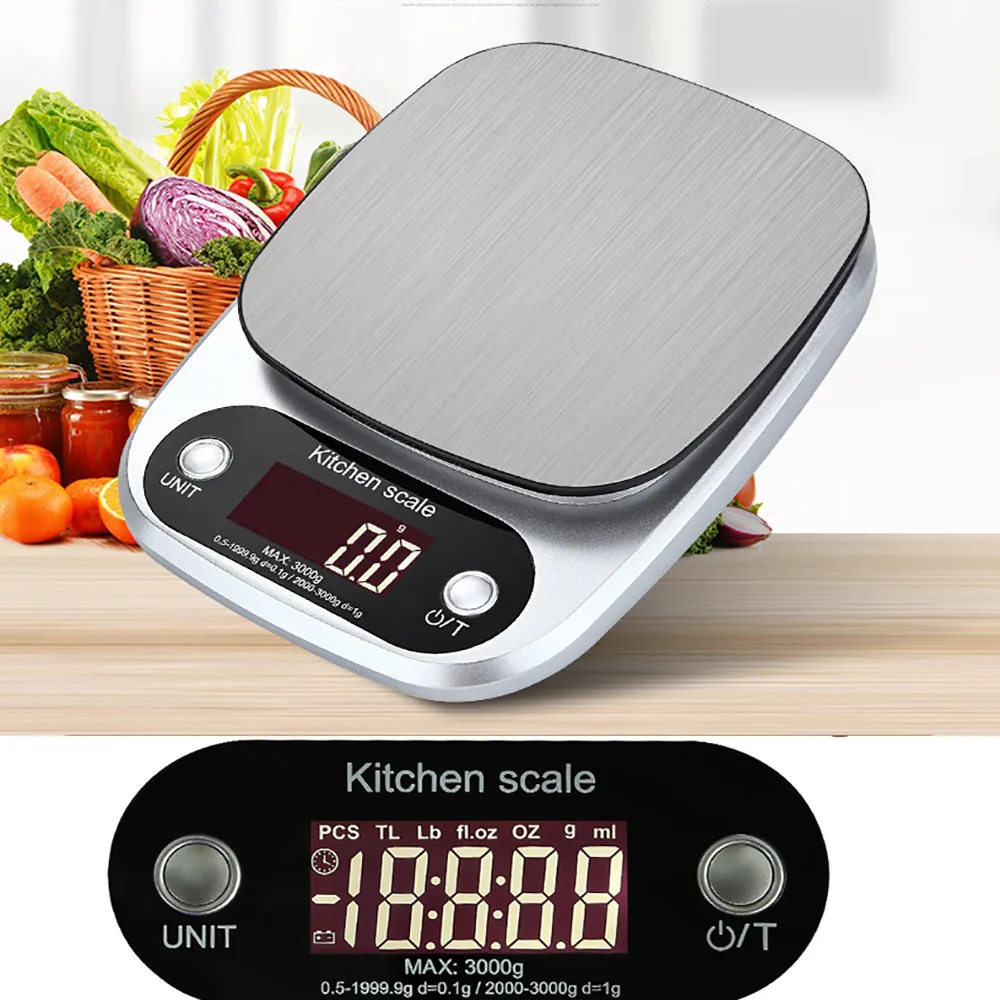 High Quality Digital Kitchen Scale Balance Slim Stainless Steel