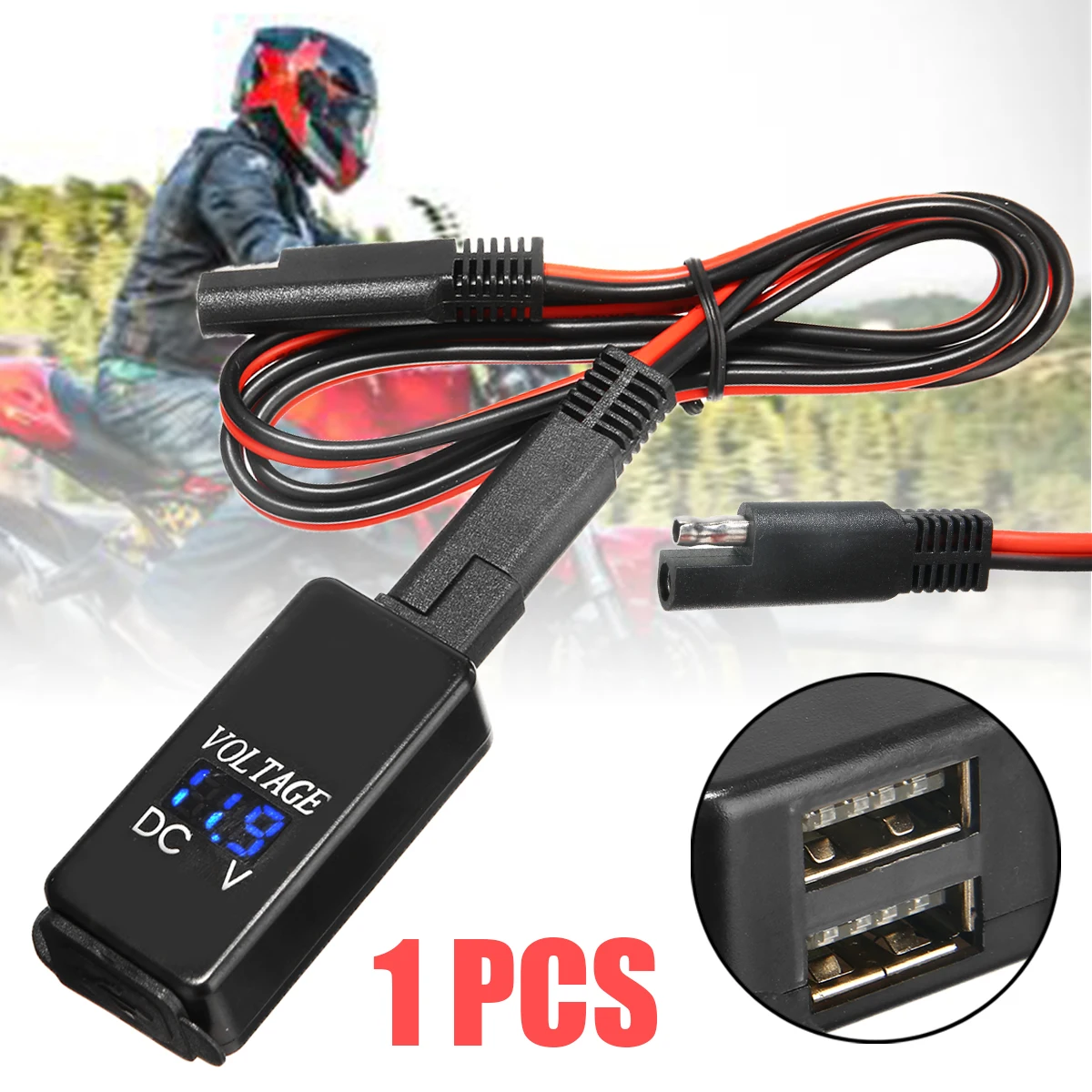 

Mayitr 1PC 5V 2.1A Motorcycle SAE To Dual USB Adapter Cable Phone Charger LED Voltmeter For Cell Phones GPS Camera