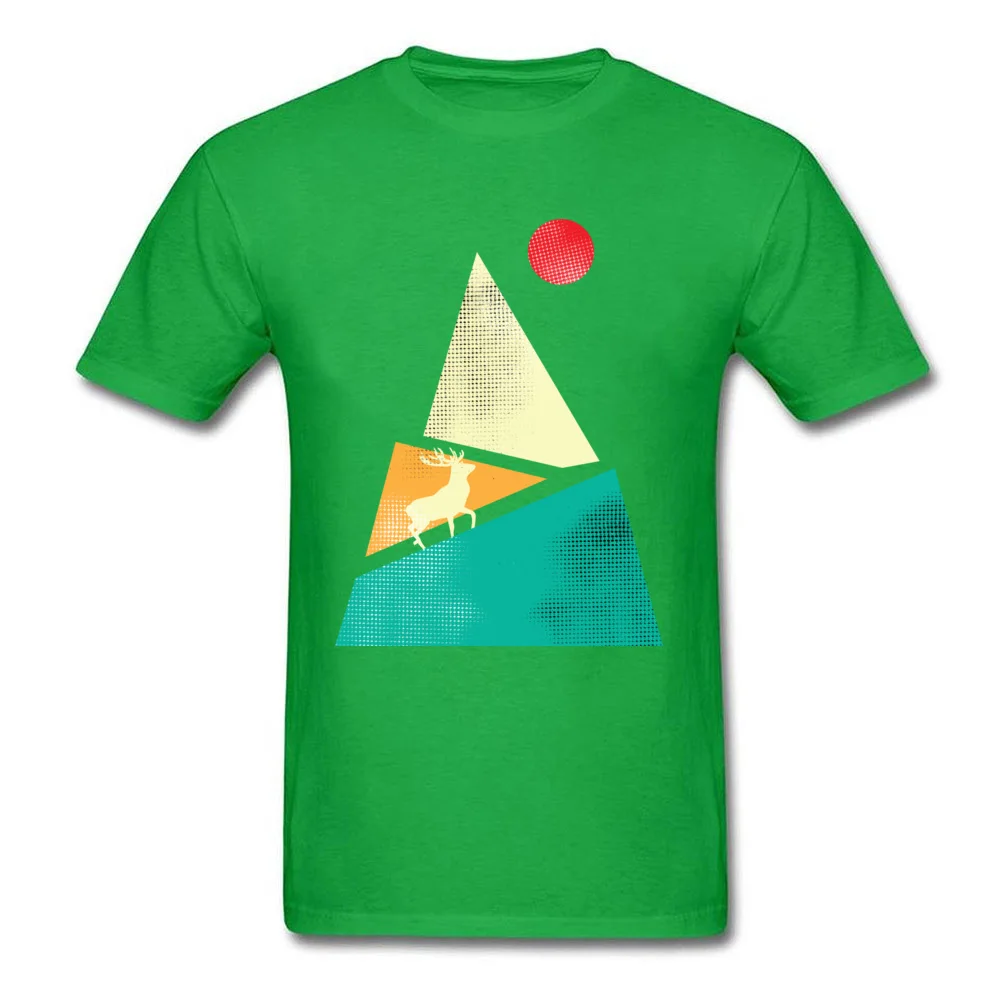 Prevalent deer mountain with red moon 3D Printed Top T-shirts Crewneck Pure Cotton Male Tees Short Sleeve Tops Shirts Summer Fall deer mountain with red moon green