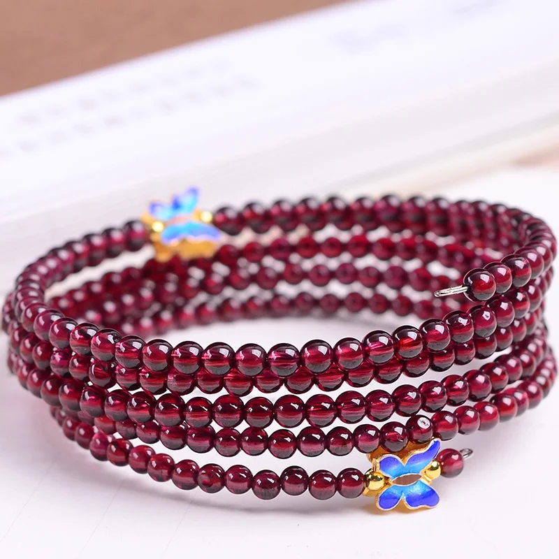 

Handmade Authentic Garnet 6 Cricles Bracelets