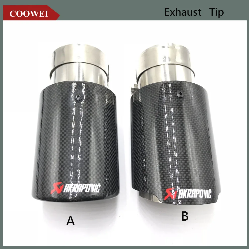 1X AKRAPOVIC Exhaust Tip Muffler Pipe Carbon Fiber 63mm inlet 89mm outlet