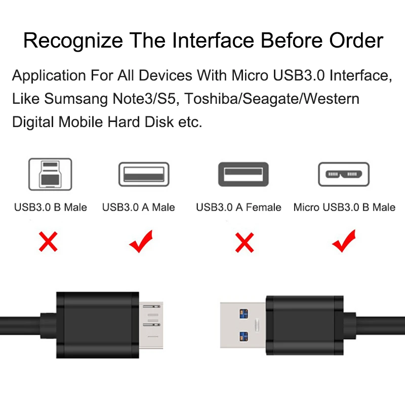 Egrincy usb 3.0 النوع a إلى مايكرو usb b كابل usb3.0 البيانات بسرعة sync كابل الحبل ل محرك القرص الصلب hdd خارجي سامسونج s5 ملاحظة 3