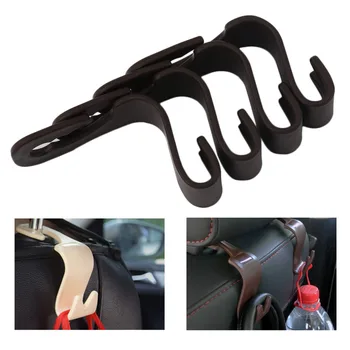 

4pcs Universal Car Headrest Hook Seat Back Hanger Holder Vehicle Organizer for Handbags Purses Coats and Grocery Bags