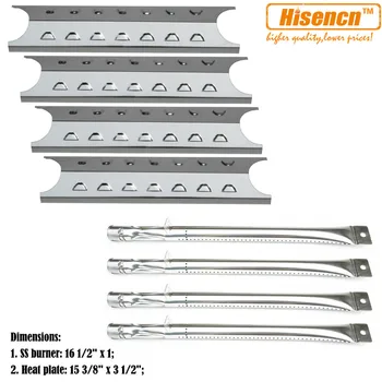 

Hisencn SS Burners & Heat Shield Replacement KIT for Perfect Flame 24137 24138 2518SL-LPG 2518SL-NG 2518SLN-LPG Gas Grills