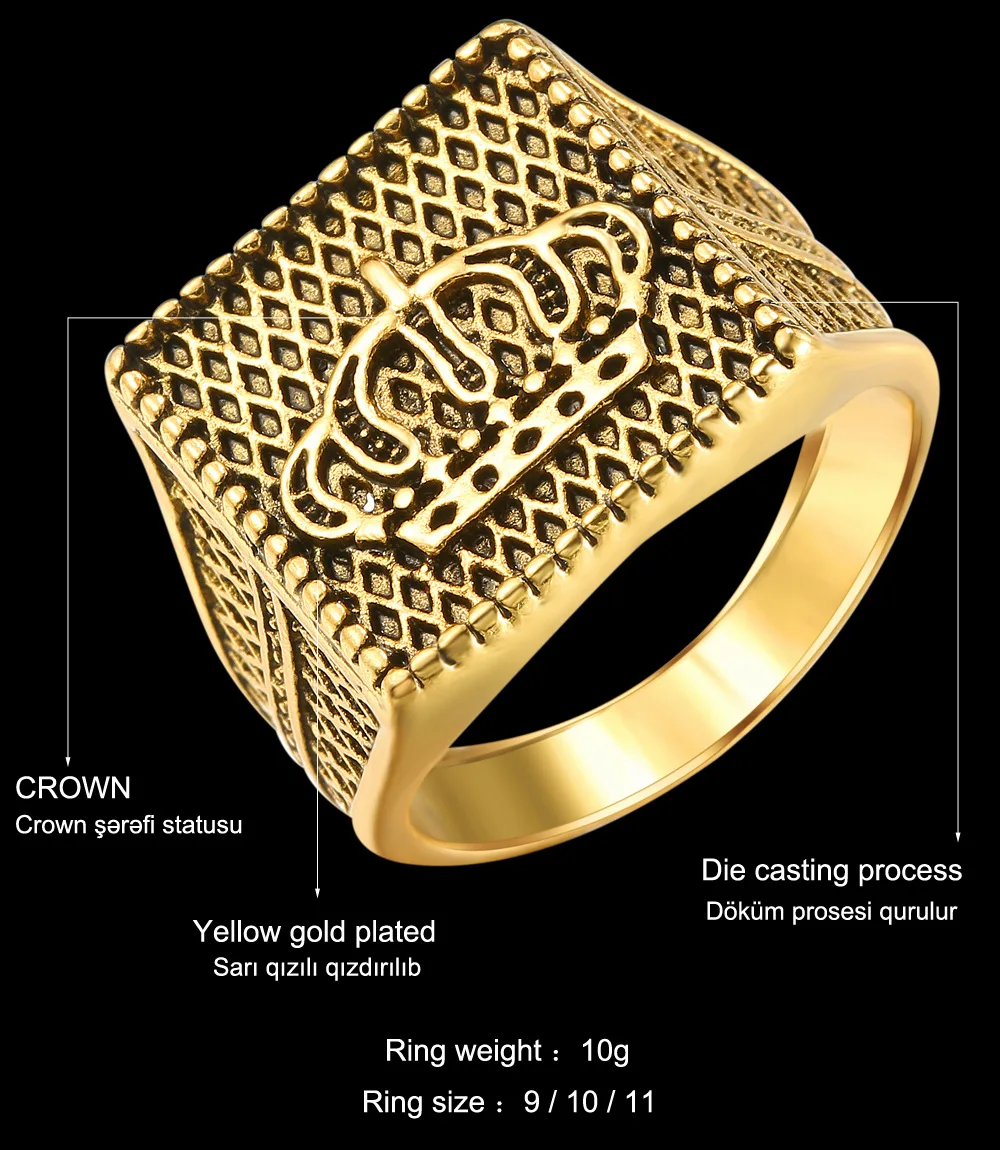 Винтажная Корона кольцо для мужчин серебряное золото цвет кольца для мужчин в стиле панк Модные украшения для пальцев