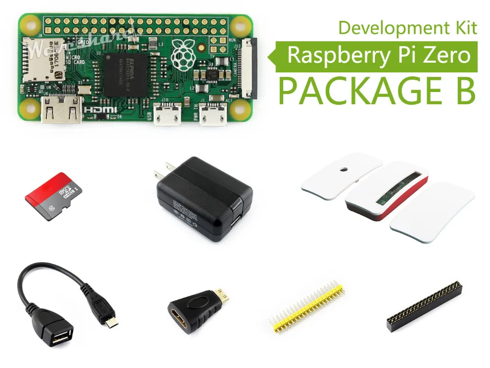 

Raspberry Pi Zero Package B Basic Development Kit Micro SD Card, Power Adapter, Official Case, and Basic Components