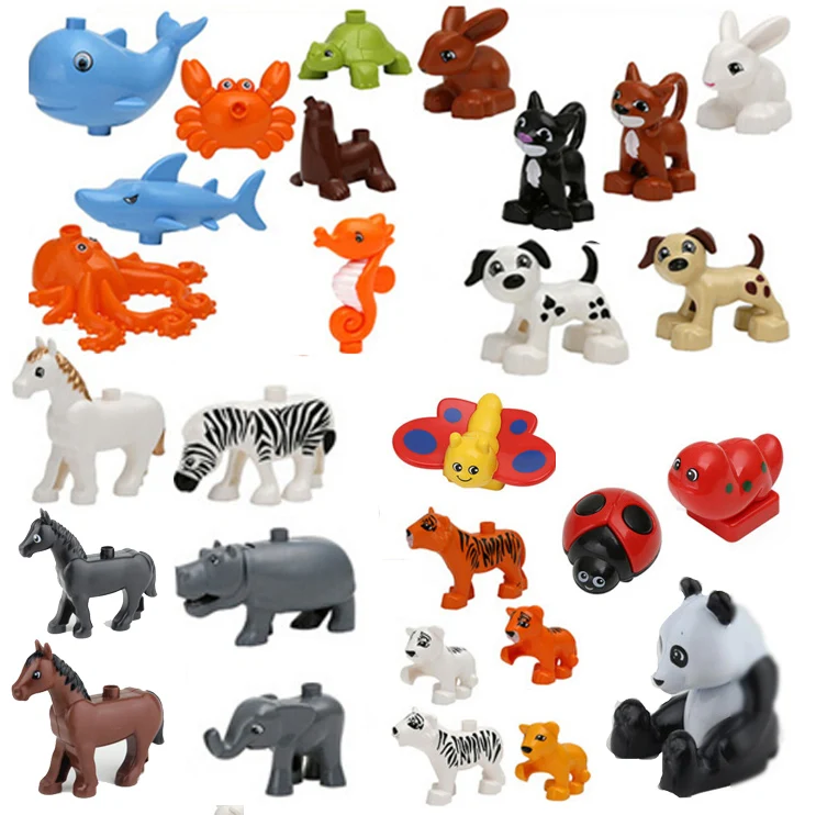 

1Pcs Panda Horse lion Ocean world Legoing Duplos Animal Figures Model Big Building Block Bricks Sets toys for children Gift